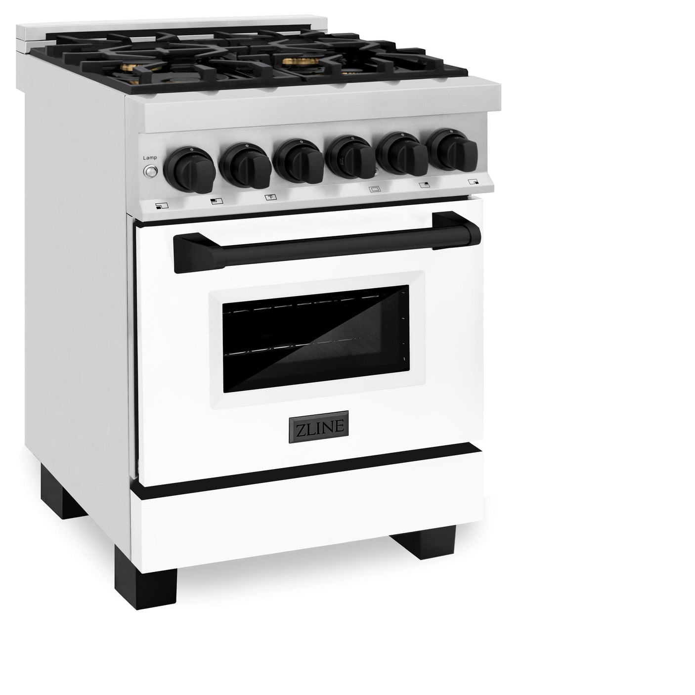 ZLINE Autograph Edition 24" 2.8 cu. ft. Dual Fuel Range with Gas Stove and Electric Oven in Stainless Steel with White Matte Door and Accents (RAZ-WM-24) [Color: Matte Black]