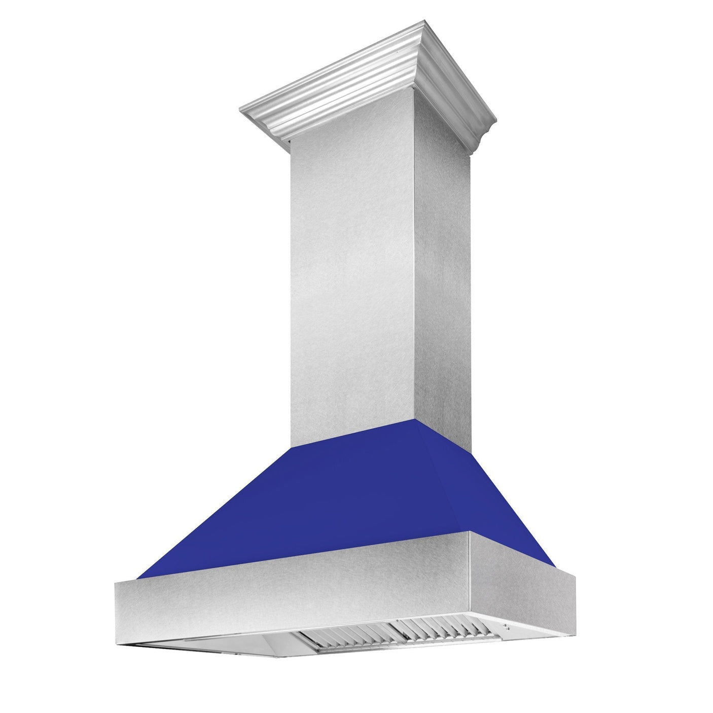 ZLINE Ducted DuraSnow Stainless Steel Range Hood with Blue Matte Shell (8654BM)