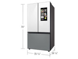 Bespoke 3-Door French Door Refrigerator (30 cu. ft.) - with Top Left and Family Hub™ Panel in White Glass - and Matte Grey Glass Bottom Door Panel