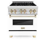 ZLINE Autograph Edition 30 in. 4.0 cu. ft. Dual Fuel Range with Gas Stove and Electric Oven in Stainless Steel with White Matte Door and Accents (RAZ-WM-30) [Color: Gold]