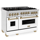 ZLINE Autograph Edition 48" 6.0 cu. ft. Range with Gas Stove and Gas Oven in DuraSnow Stainless Steel with White Matte Door (RGSZ-WM-48) [Color: Champagne Bronze]