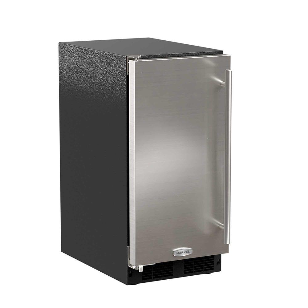 15-In Low Profile Built-In Clear Ice Machine With Arctic White Illuminice with Door Style - Stainless Steel, Door Swing - Left, Pump - No