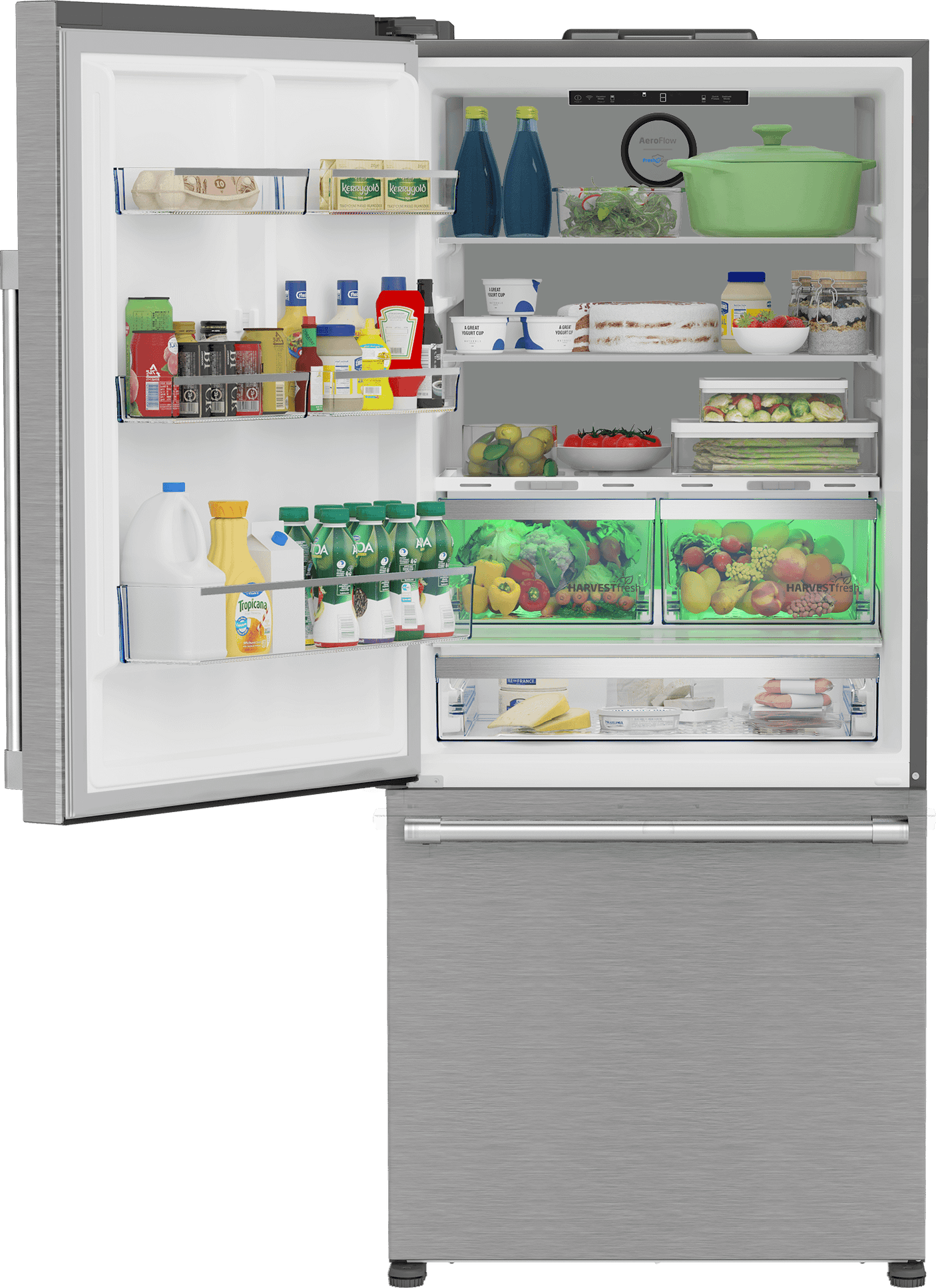 30" Bottom Freezer Refrigerator with HarvestFresh