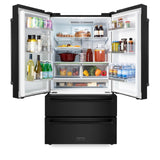 ZLINE 36" 21.6 cu. ft. 4-Door French Door Refrigerator with Water and Ice Dispenser and Water Filter in Fingerprint Resistant Black Stainless Steel (RFM-W-WF-36-BS)