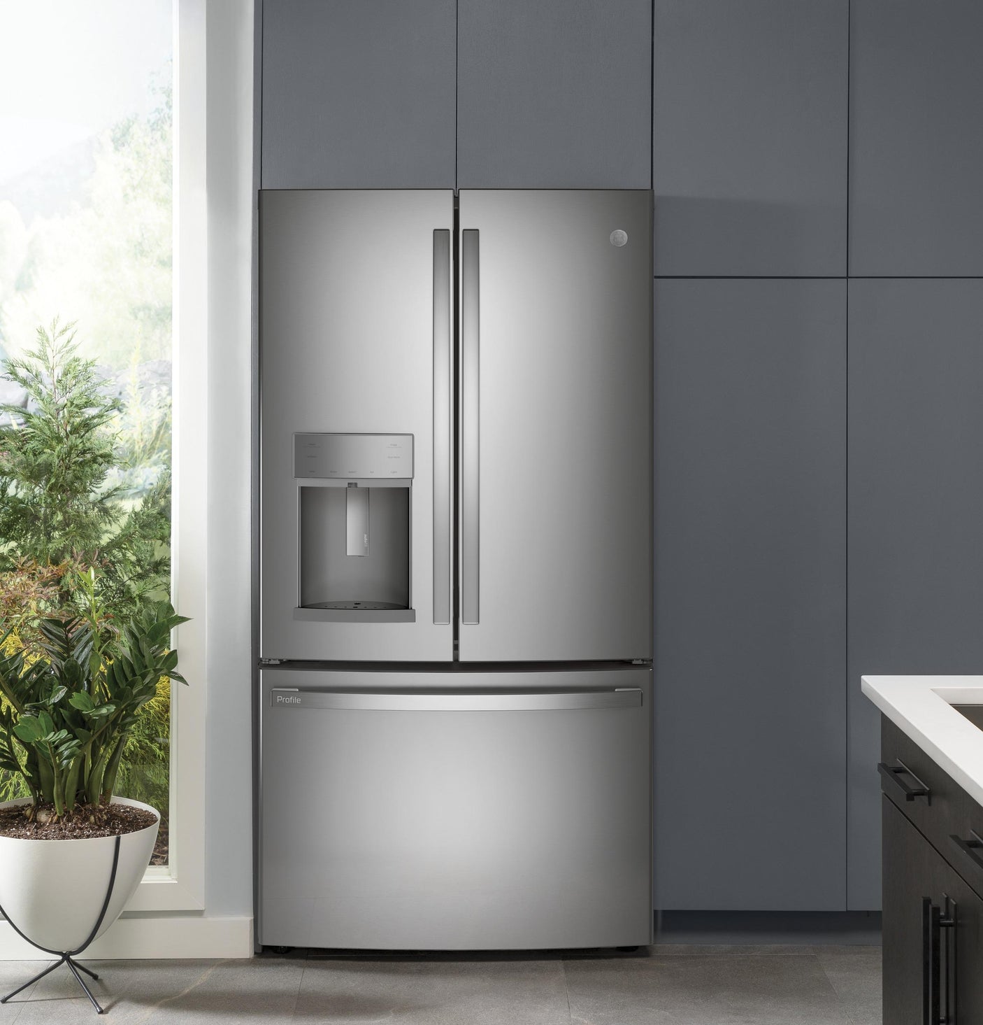 GE Profile™ 27.7 Cu. Ft. Fingerprint Resistant French-Door Refrigerator with Door In Door and Hands-Free AutoFill