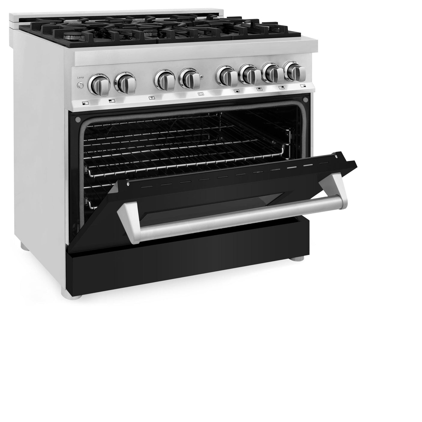 ZLINE 36 in. Dual Fuel Range with Gas Stove and Electric Oven in Stainless Steel (RA36) [Color: Blue Gloss]