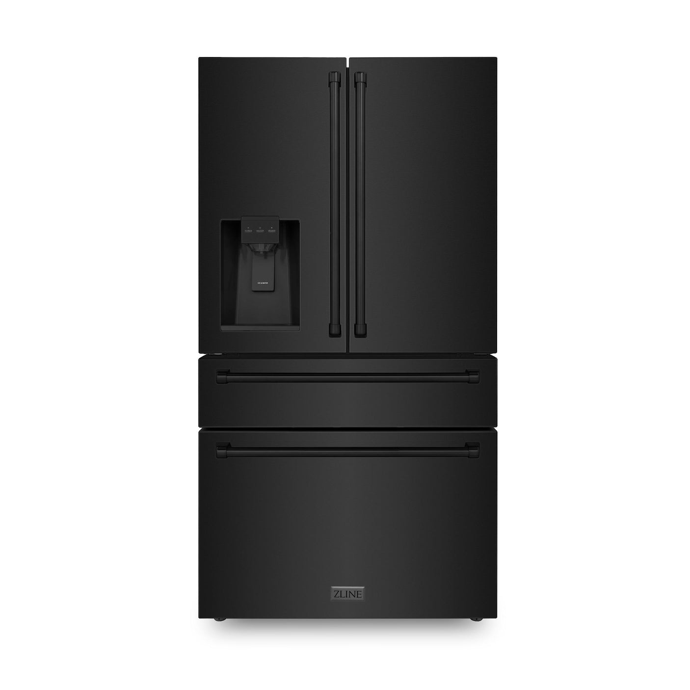 ZLINE 36" 21.6 cu. ft Freestanding French Door Refrigerator with Water and Ice Dispenser in Fingerprint Resistant Stainless Steel (RFM-W-36) [Color: Fingerprint Resistant Black Stainless Steel]