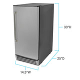 Avanti ELITE Built-in or Freestanding Ice Maker, 15" - Stainless Steel / 49 lbs