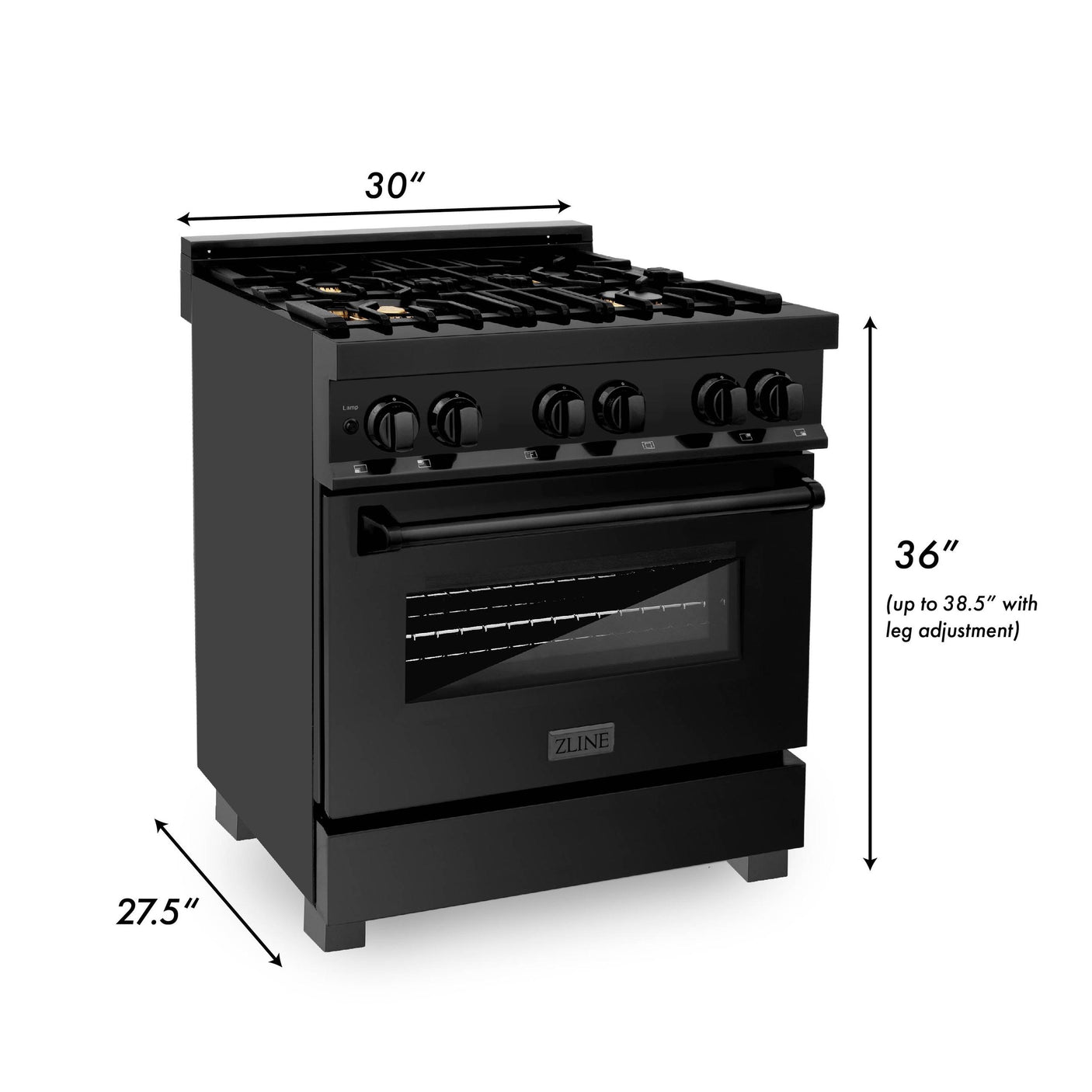 ZLINE 30 in. 4.0 cu. ft. Dual Fuel Range with Gas Stove and Electric Oven in Black Stainless Steel (RAB-BR-30)