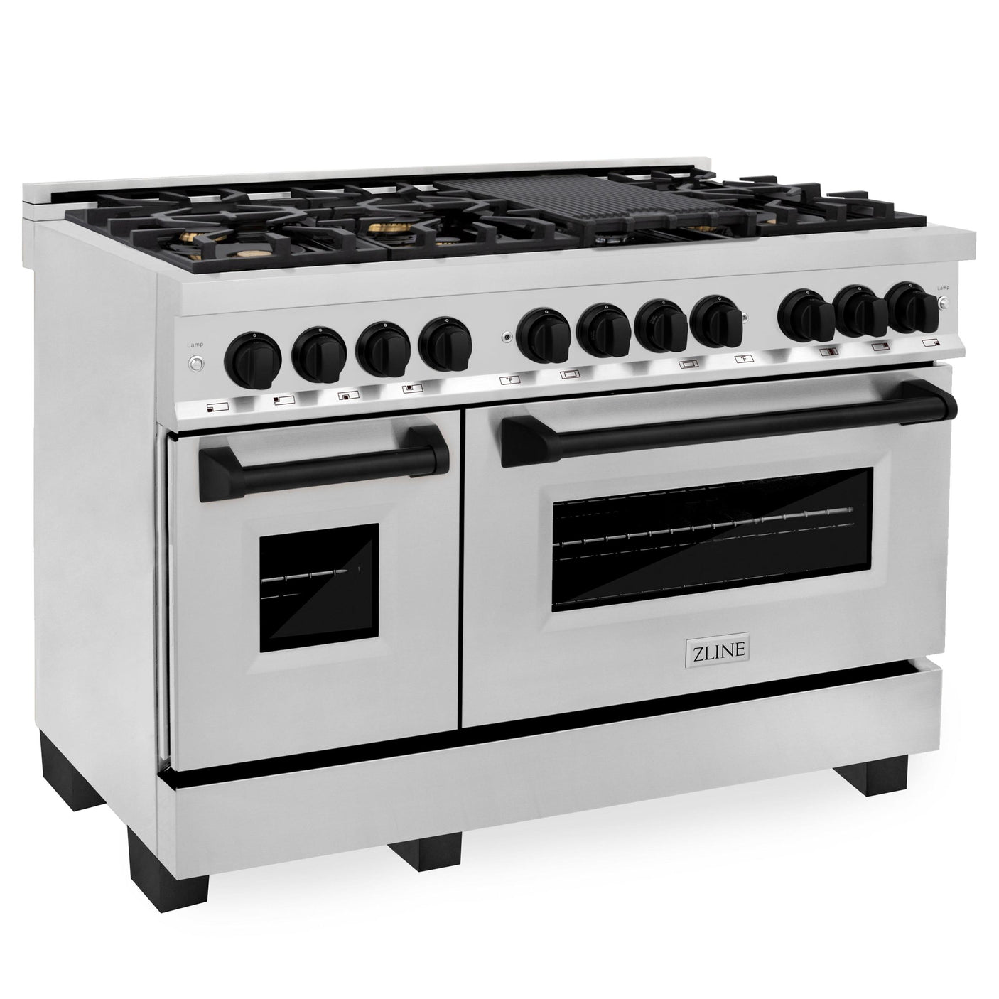 ZLINE Autograph Edition 48" 6.0 cu. ft. Dual Fuel Range with Gas Stove and Electric Oven in Stainless Steel with Accents (RAZ-48) [Color: Matte Black]