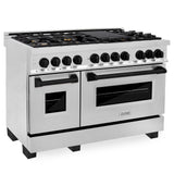 ZLINE Autograph Edition 48" 6.0 cu. ft. Dual Fuel Range with Gas Stove and Electric Oven in Stainless Steel with Accents (RAZ-48) [Color: Matte Black]