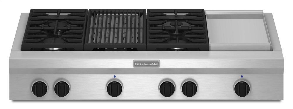 48-Inch 4 Burner Gas Rangetop, Commercial-Style - Stainless Steel