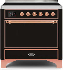 Majestic II 36 Inch Electric Freestanding Range in Glossy Black with Copper Trim