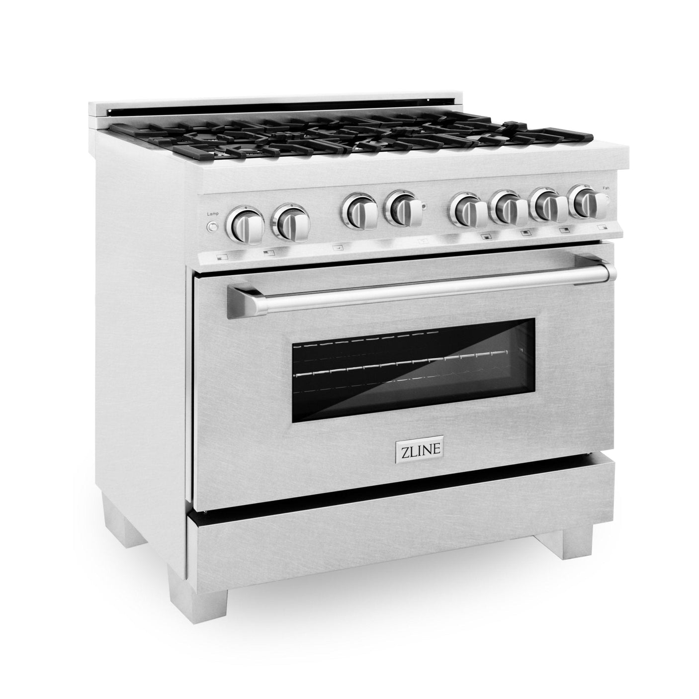 ZLINE 36" Professional 4.6 cu. ft. Gas on Gas Range in ZLINE DuraSnow® Stainless Steel with Color Door Options (RGS-SN-36) [Color: ZLINE DuraSnow Stainless Steel with Brass Burners]