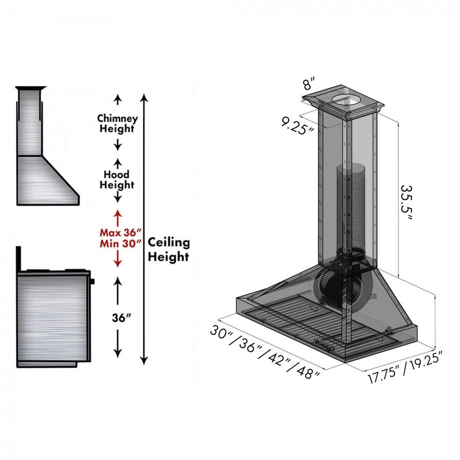 ZLINE Convertible Vent Designer Series Wall Mount Range Hood (KB2-HBXXX)