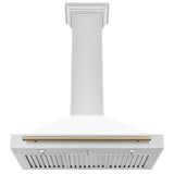 ZLINE 36 in. Autograph Edition Convertible Stainless Steel Range Hood with White Matte Shell and Champagne Bronze Accents (KB4STZ-WM36-CB) [Color: Champagne Bronze Accents]