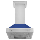 ZLINE 30 in. Stainless Steel Range Hood with Colored Shell Options and Stainless Steel Handle (8654STX-30) [Color: Blue Matte]