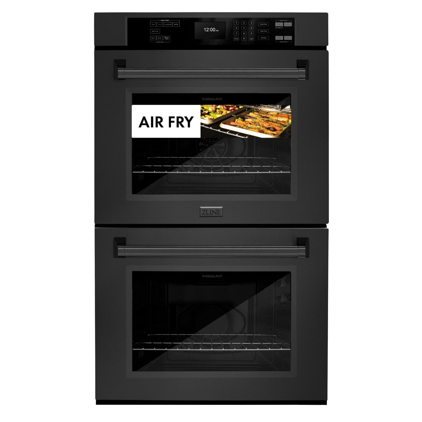 ZLINE 30 in. Professional True Convection Double Wall Oven with Air Fry and Self Clean in Black Stainless Steel (WADB-30)