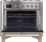 Majestic II 36 Inch Dual Fuel Liquid Propane Freestanding Range in Stainless Steel with Chrome Trim