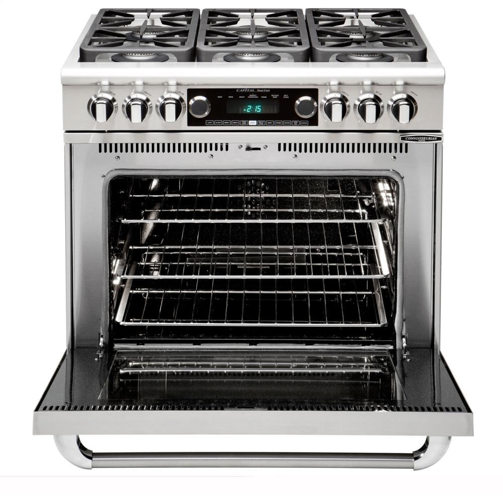 36" Range w/4 Sealed Burners @ 19K BTU's/hr + 12" Broil Burner @ 18K BTU