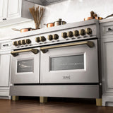 ZLINE Autograph Edition 60" 7.4 cu. ft. Dual Fuel Range with Gas Stove and Electric Oven in Stainless Steel with Accents (RAZ-60) [Color: Gold]