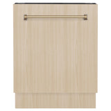 ZLINE Autograph Edition 24" Tallac Series 3rd Rack Top Control Built-In Tall Tub Dishwasher in Custom Panel Ready with Champagne Bronze Handle, 51dBa (DWVZ-24-CB)