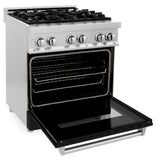 ZLINE 30 in. Dual Fuel Range with Gas Stove and Electric Oven in Stainless Steel (RA30) [Color: Black Matte]