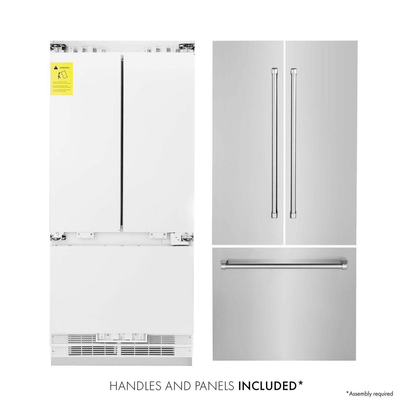 ZLINE 36" 19.6 cu. ft. Built-In 3-Door French Door Refrigerator with Internal Water and Ice Dispenser in Stainless Steel (RBIV-304-36)