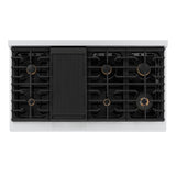 ZLINE 48 in. Autograph Edition Paramount Gas Rangetop with 8 Burners and Porcelain Cooktop in Stainless Steel with Champagne Bronze Accents (SRTZ-48-CB)