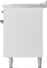 Nostalgie II 60 Inch Dual Fuel Natural Gas Freestanding Range in White with Bronze Trim