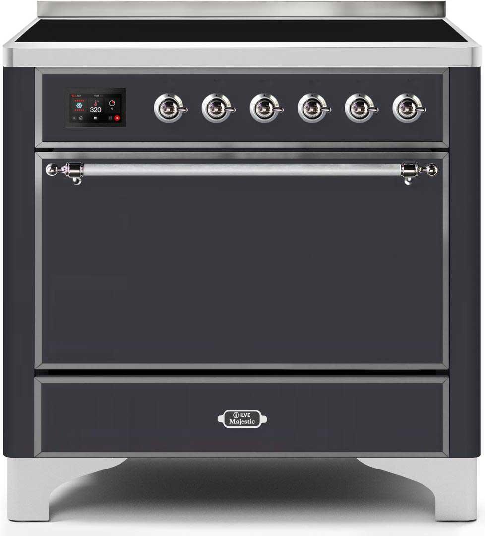 Majestic II 36 Inch Electric Freestanding Range in Matte Graphite with Chrome Trim