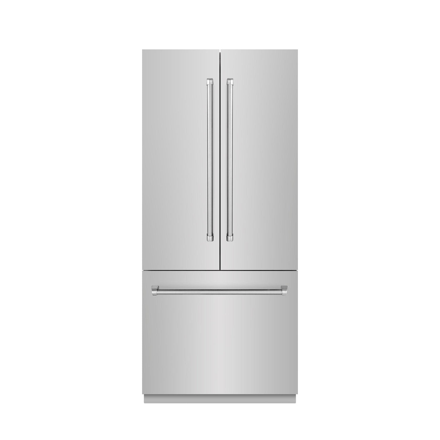 ZLINE 36 in. 19.6 cu. ft. French Door Built-In Bottom Freezer Refrigerator with Water Dispenser and Ice Maker in Stainless Steel with Graphite Gray Interior (GRBIV-304-36)