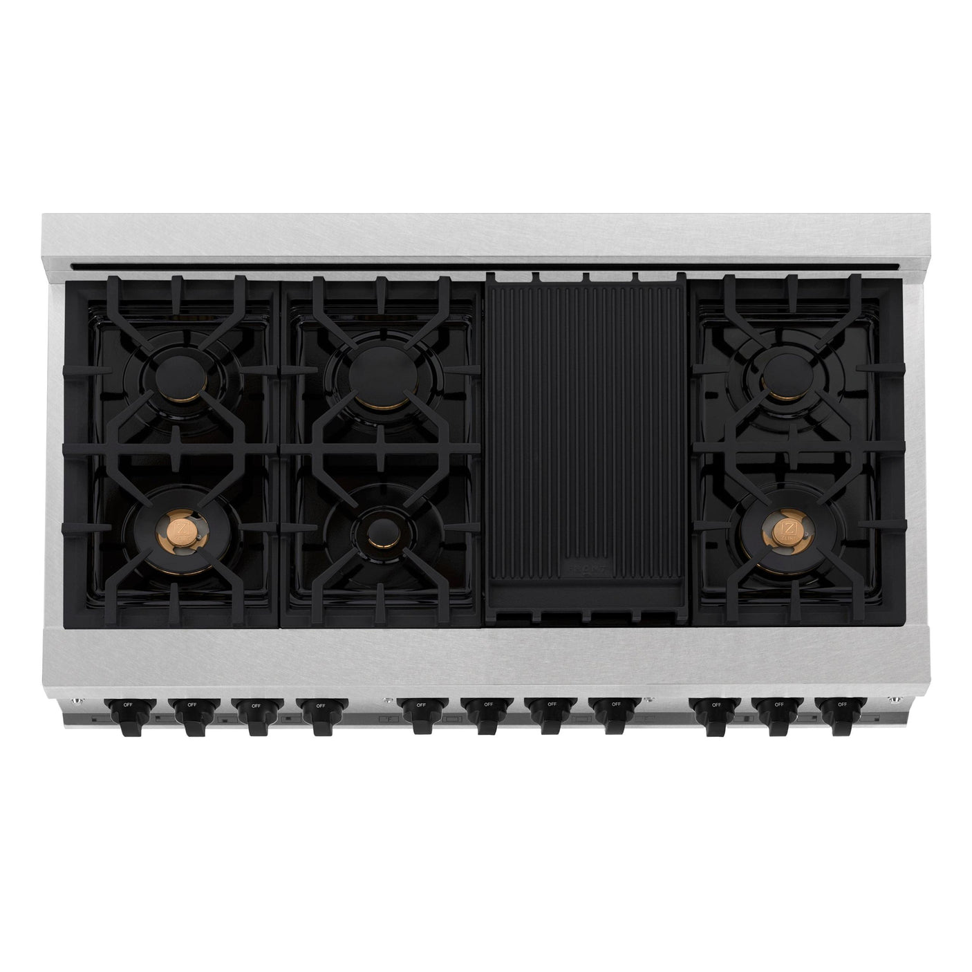 ZLINE Autograph Edition 48" 6.0 cu. ft. Dual Fuel Range with Gas Stove and Electric Oven in DuraSnow Stainless Steel (RASZ-SN-48) [Color: Gold]