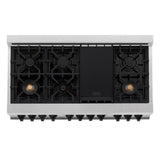 ZLINE Autograph Edition 48" 6.0 cu. ft. Dual Fuel Range with Gas Stove and Electric Oven in DuraSnow Stainless Steel (RASZ-SN-48) [Color: Gold]