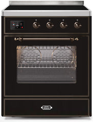 Majestic II 30 Inch Electric Freestanding Range in Glossy Black with Bronze Trim