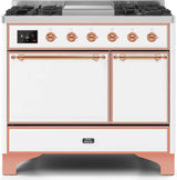 Majestic II 40 Inch Dual Fuel Natural Gas Freestanding Range in White with Copper Trim