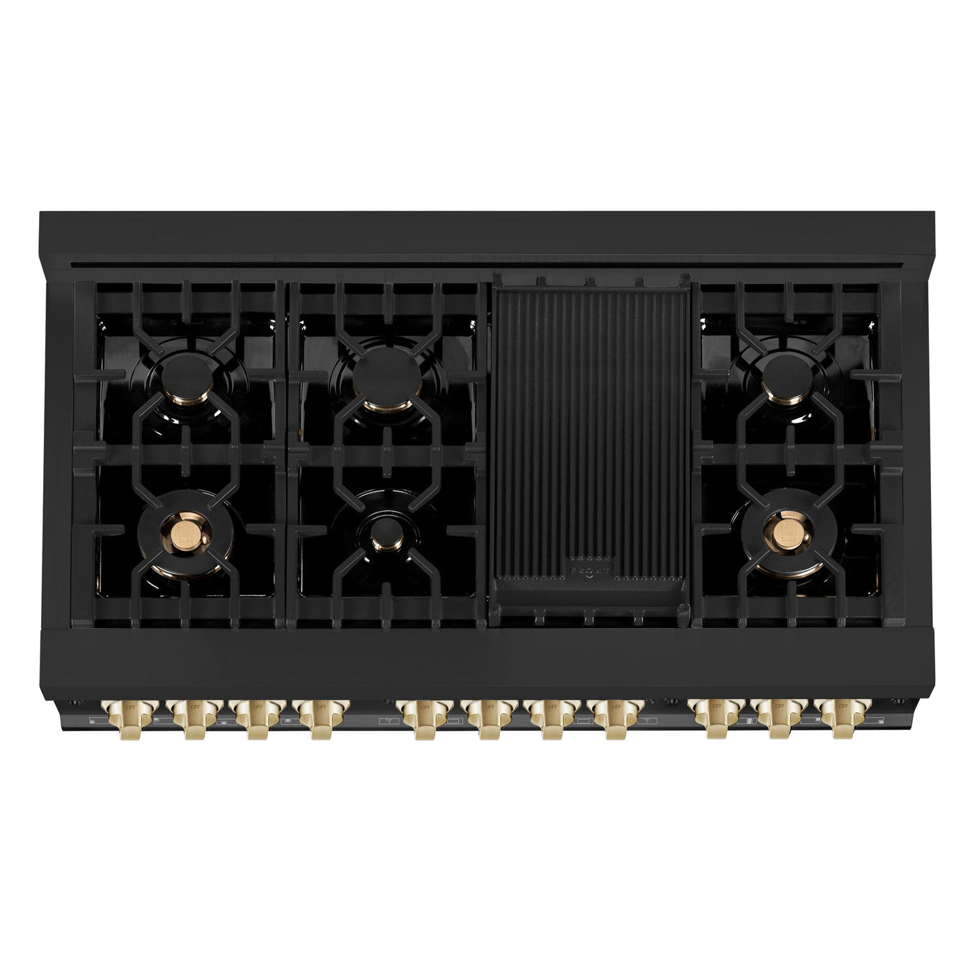 ZLINE Autograph Edition 48" 6.0 cu. ft. Range with Gas Stove and Gas Oven in Black Stainless Steel with Accents (RGBZ-48) [Color: Champagne Bronze]