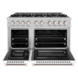 ZLINE 48 in. 6.7 cu. ft. Select Double Oven Dual Fuel Range with 8 Burner Gas Cooktop in DuraSnow' Stainless Steel with White Matte Doors (HDRS-WM-48)