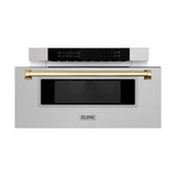 ZLINE Autograph Edition 30" 1.2 cu. ft. Built-In Microwave Drawer in DuraSnow Stainless Steel with Accents (MWDZ-30-SS) [Color: Gold]