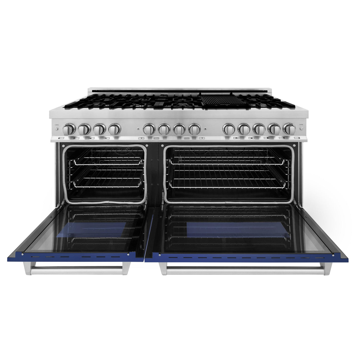 ZLINE 60 in. 7.4 cu. ft. Dual Fuel Range with Gas Stove and Electric Oven in Stainless Steel with Color Options (RA60) [Color: Blue Matte]