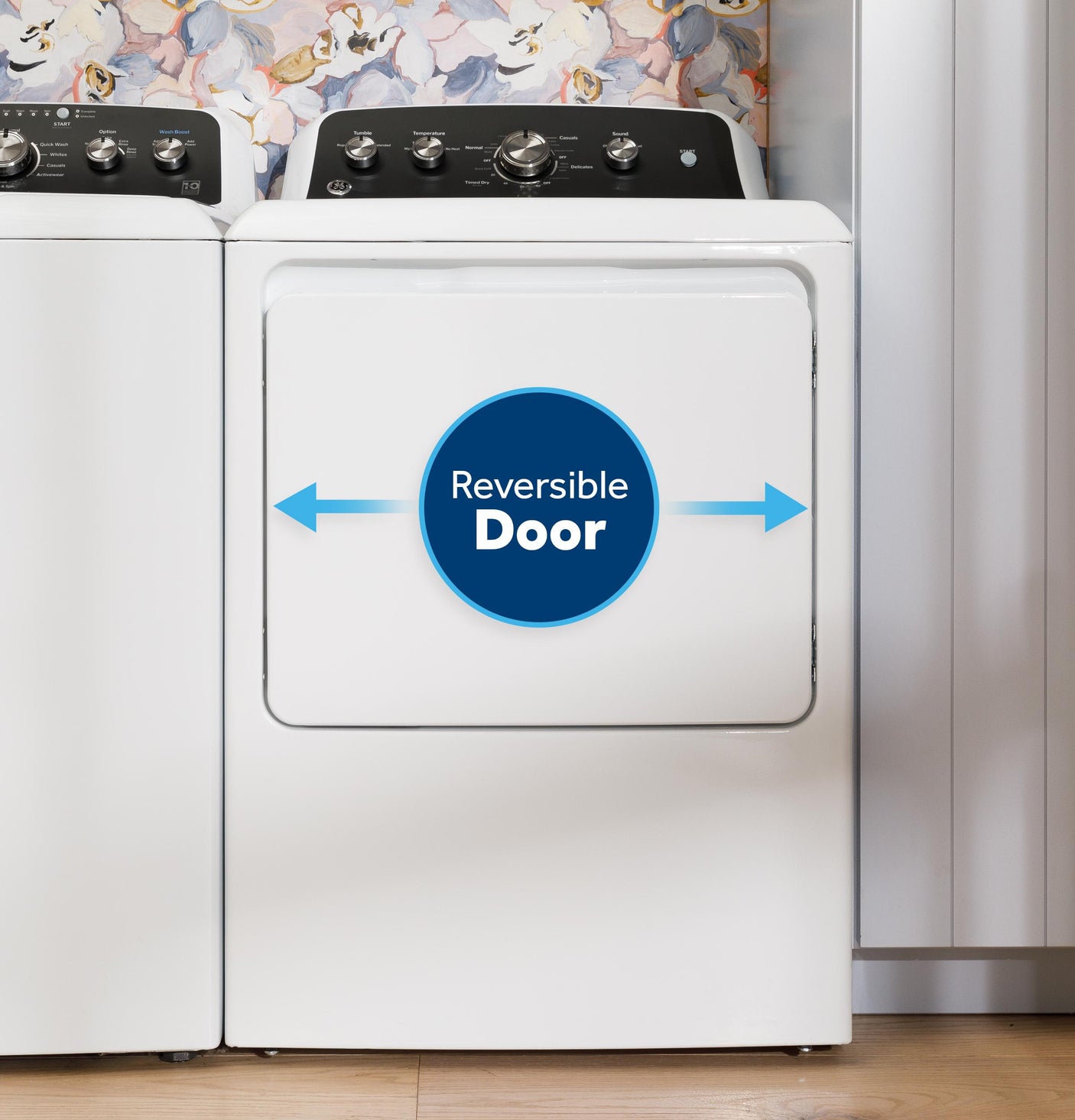 GE® 7.2 cu. ft. Capacity Electric Dryer with Up To 120 ft. Venting&#x200B; and Reversible Door&#x200B;