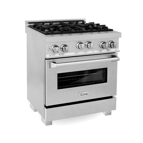 ZLINE 30" 4.0 cu. ft. Range with Gas Stove and Gas Oven in DuraSnow® Stainless Steel with Color Door Options (RGS-30) [Color: DuraSnow® Stainless Steel with Brass Burners]