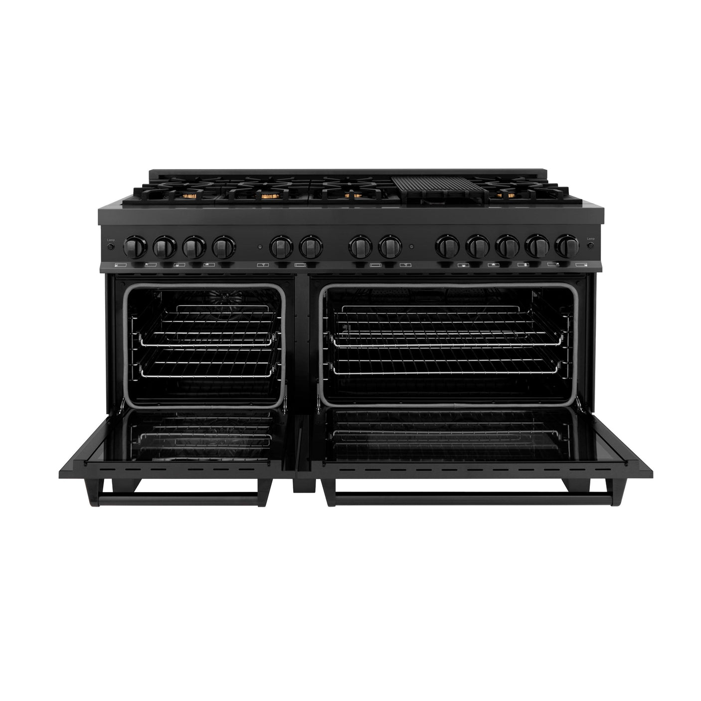 ZLINE 60 in. 7.4 cu. ft. Dual Fuel Range with Gas Stove and Electric Oven in Black Stainless Steel with Brass Burners (RAB-60)