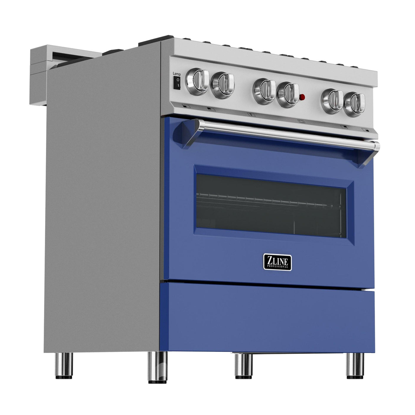 ZLINE 30 in. 4.0 cu. ft. Dual Fuel Range with Gas Stove and Electric Oven in All DuraSnow Stainless Steel with Color Door Options (RAS-SN-30) [Color: Blue Matte]