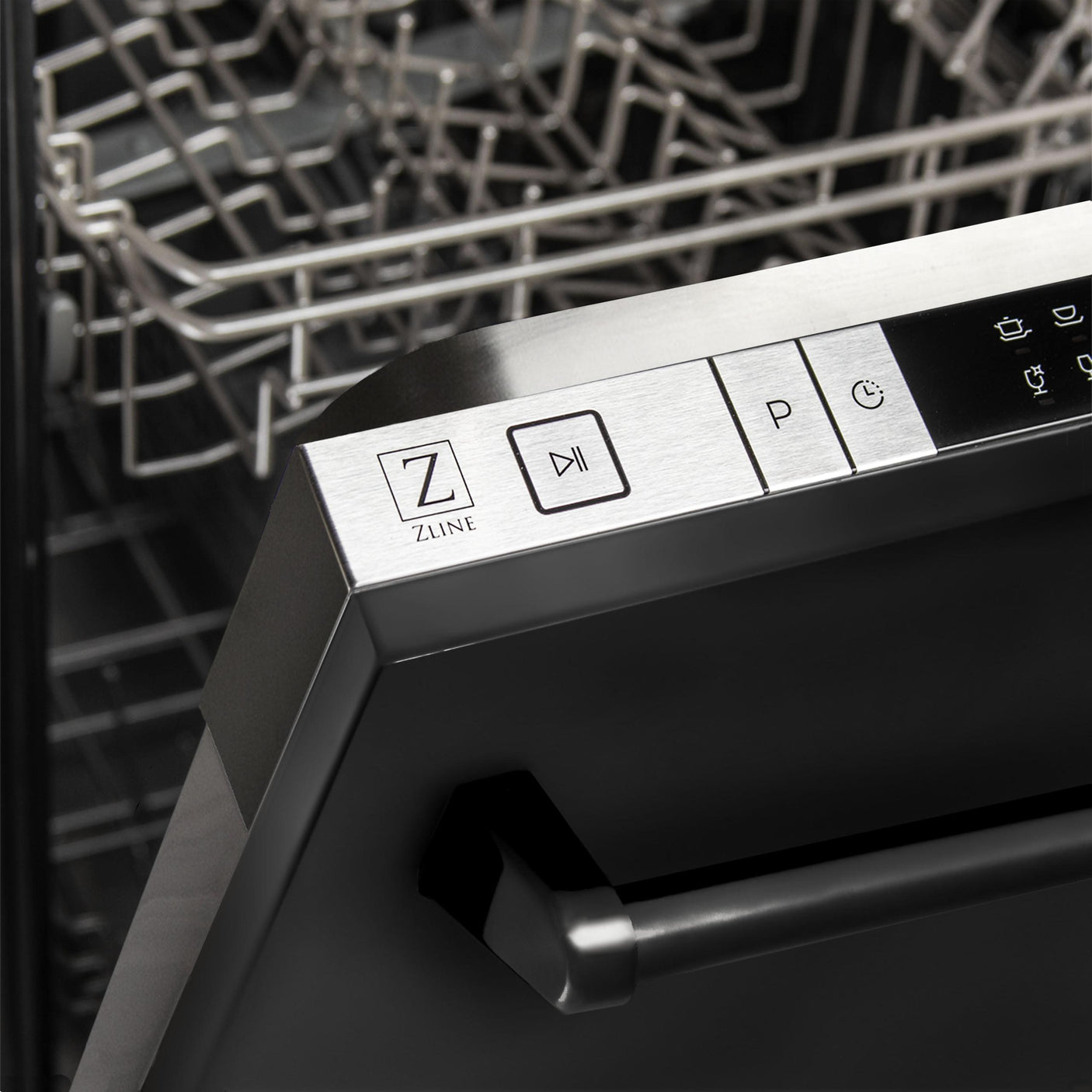 ZLINE 18 in. Compact Top Control Dishwasher with Stainless Steel Tub and Traditional Handle, 52dBa (DW-18) [Color: Black Stainless Steel]