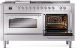 Nostalgie II 60 Inch Dual Fuel Liquid Propane Freestanding Range in Stainless Steel with Chrome Trim