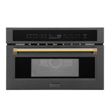 ZLINE Autograph Edition 30? 1.6 cu ft. Built-in Convection Microwave Oven in Black Stainless Steel and Polished Gold Accents (MWOZ-30-BS-G)