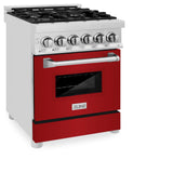 ZLINE 24 in. Professional Dual Fuel Range with Color Door Options (RA24) [Color: Red Gloss]