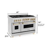 ZLINE Autograph Edition 48" 6.0 cu. ft. Range with Gas Stove and Gas Oven in Stainless Steel with Accents (RGZ-48) [Color: Champagne Bronze]