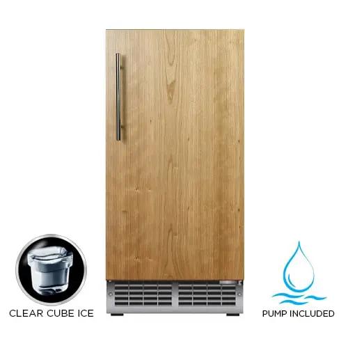 15" Clear Gourmet Ice Maker Panel Ready w Pump